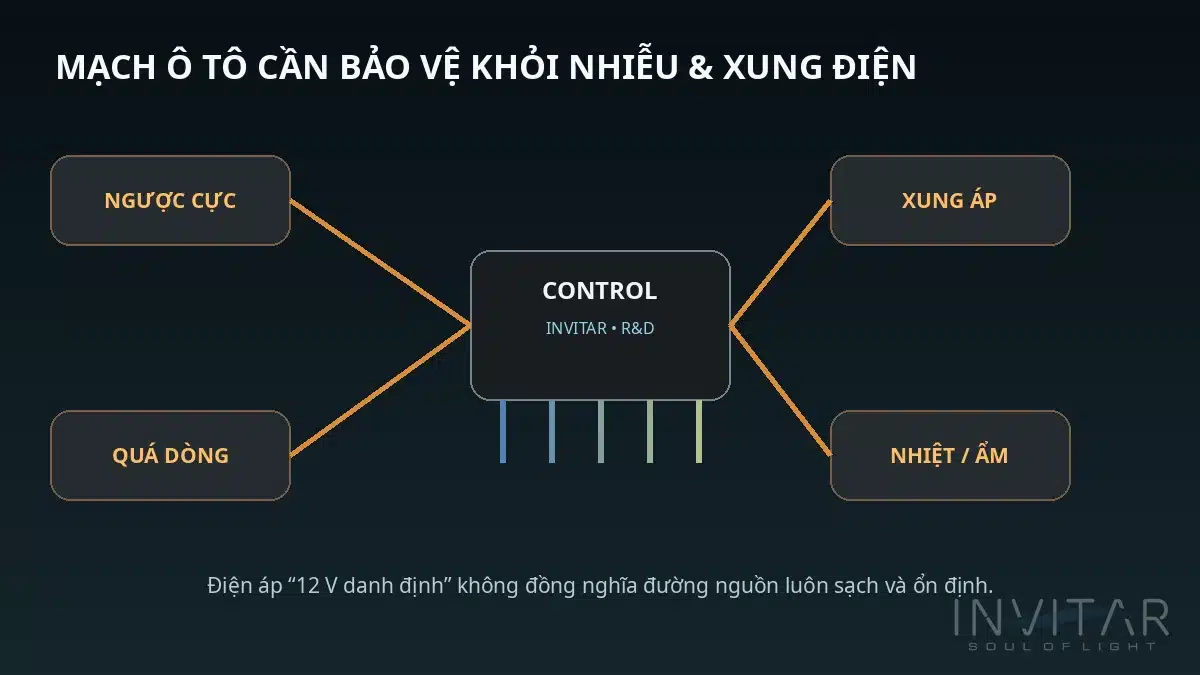 bảo vệ xung điện và ngược cực cho mạch xi nhan Limo Green