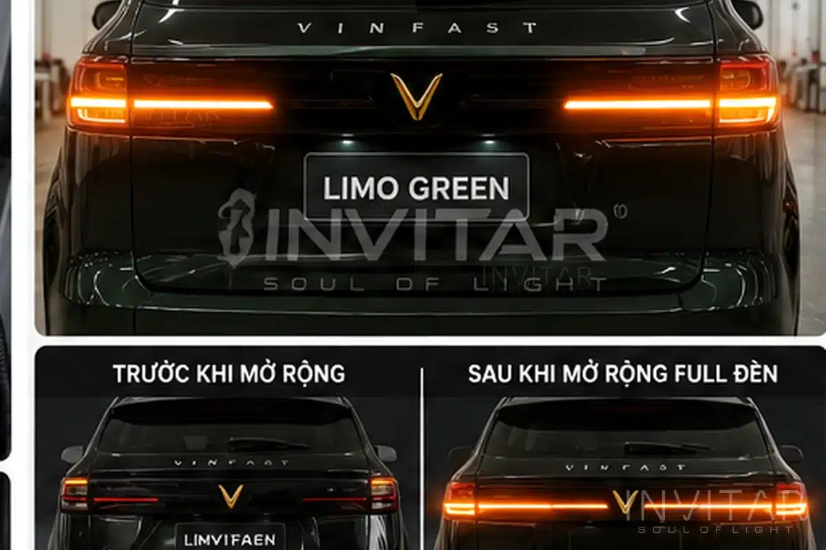 Limo Green phía sau với tín hiệu xi nhan minh họa