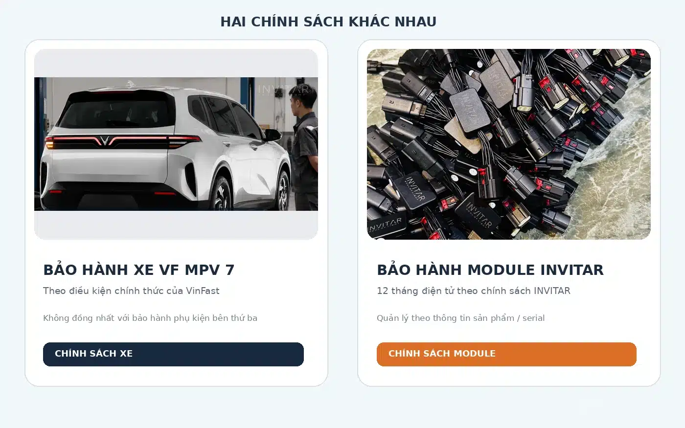 phân biệt bảo hành xe VF MPV 7 và bảo hành module INVITAR