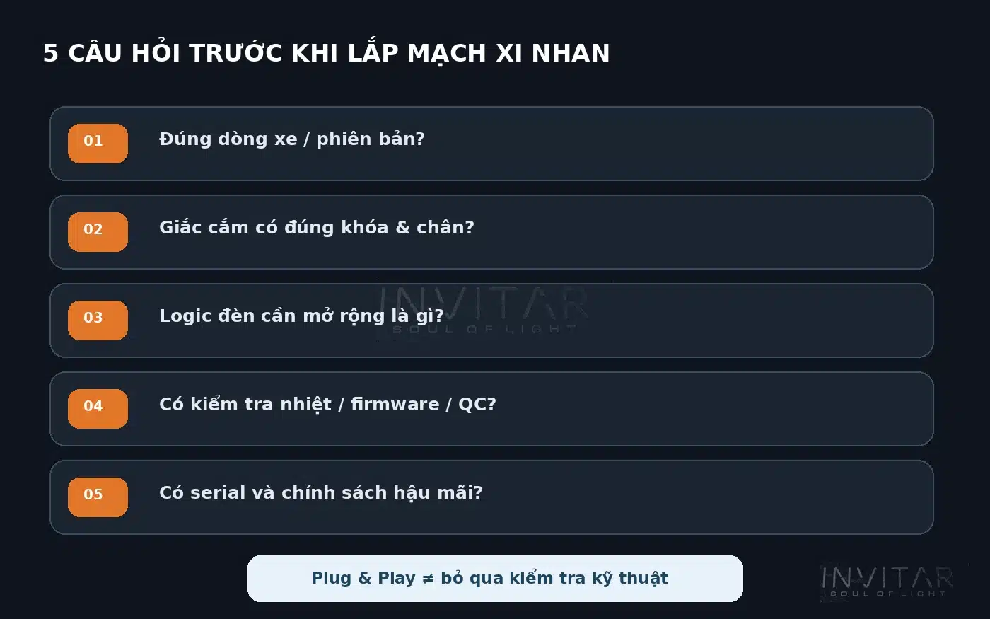 checklist trước khi lắp mạch mở rộng xi nhan ô tô