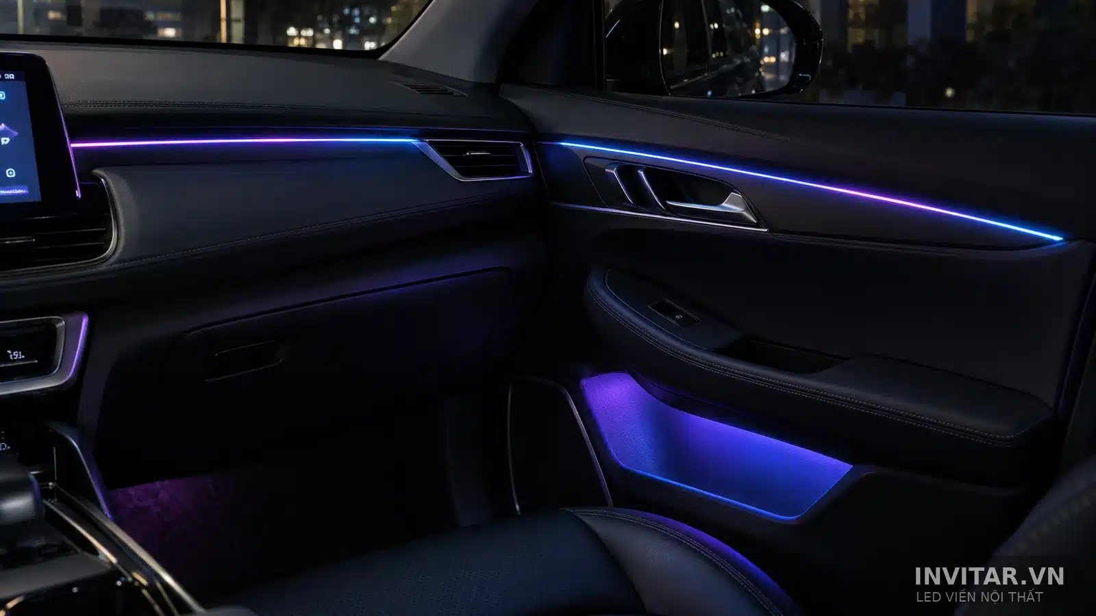 Tái dựng ánh sáng LED viền trên taplo và tapi cửa theo tư liệu thực tế INVITAR