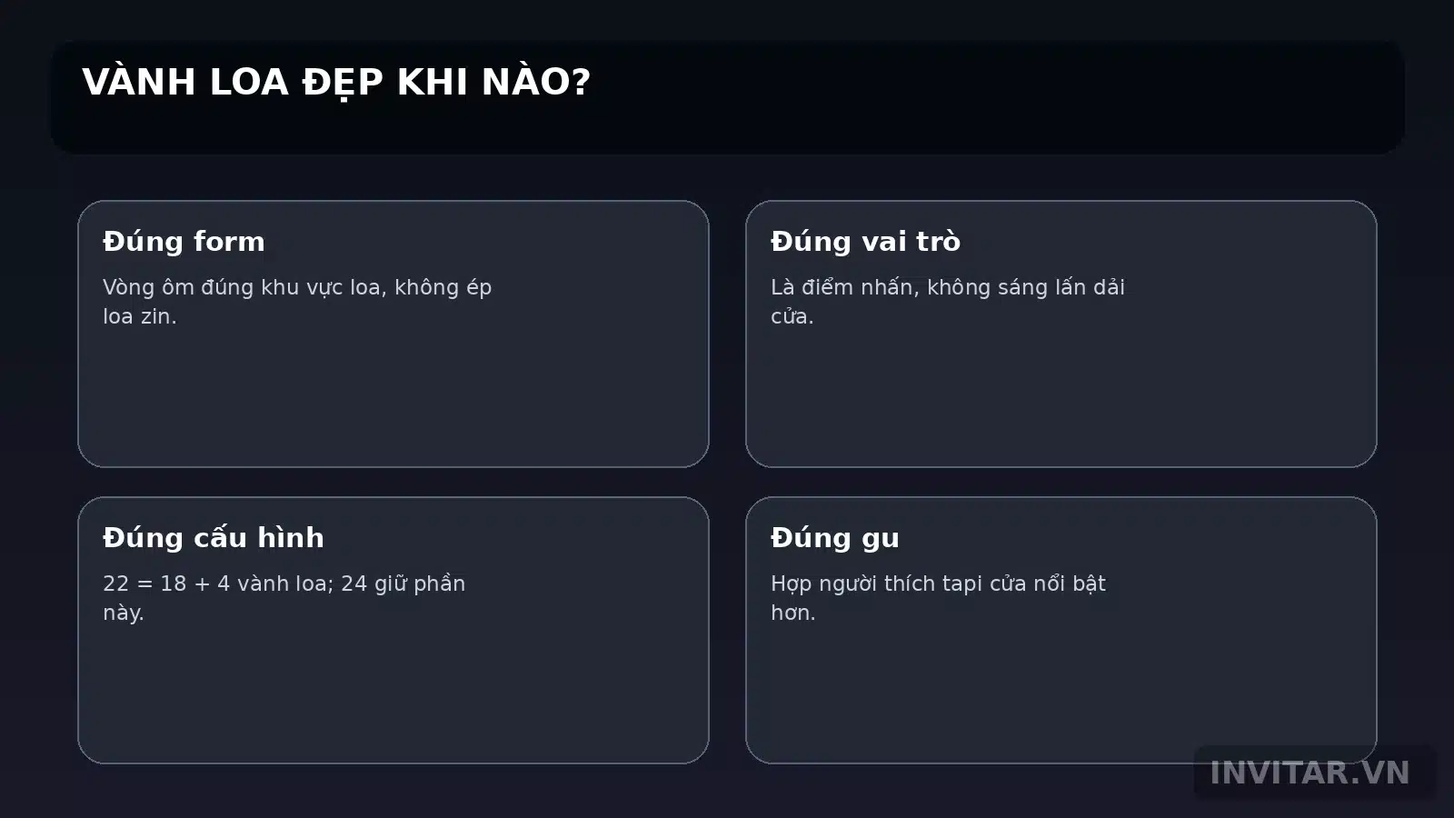 Minh họa bố cục LED cửa và vành loa theo hai lớp ánh sáng