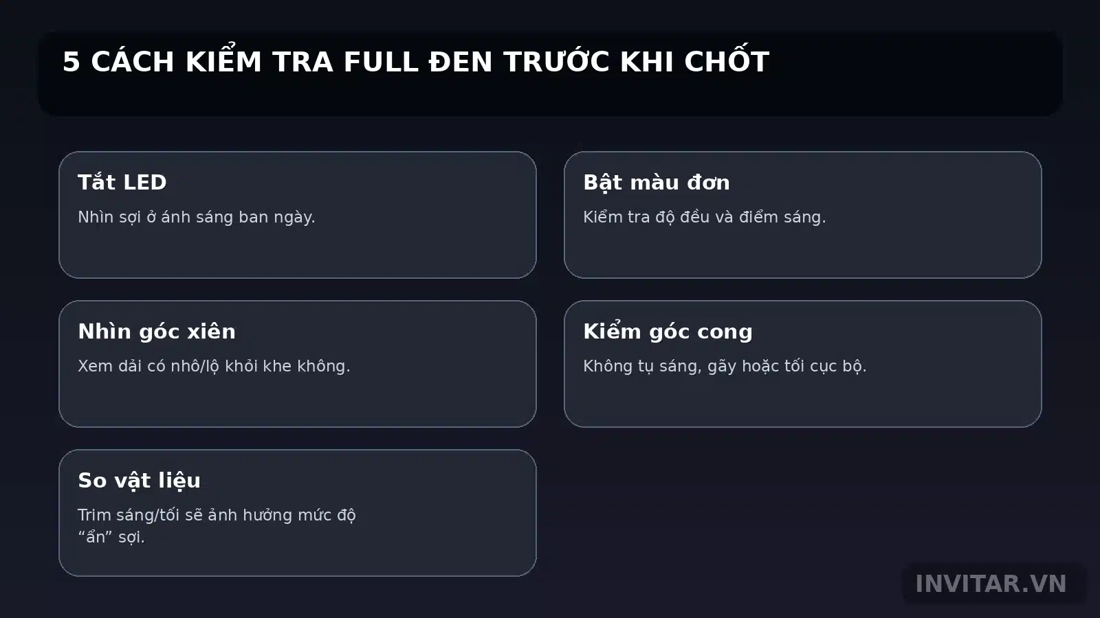 Cách đánh giá LED viền Full Đen theo vật liệu nội thất và vị trí lắp