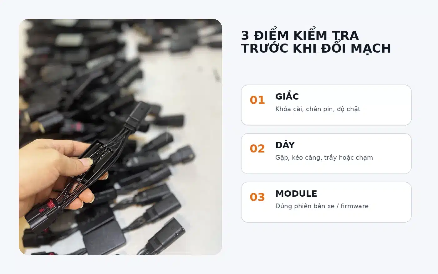 kiểm tra giắc dây và module xi nhan INVITAR cho VF MPV 7