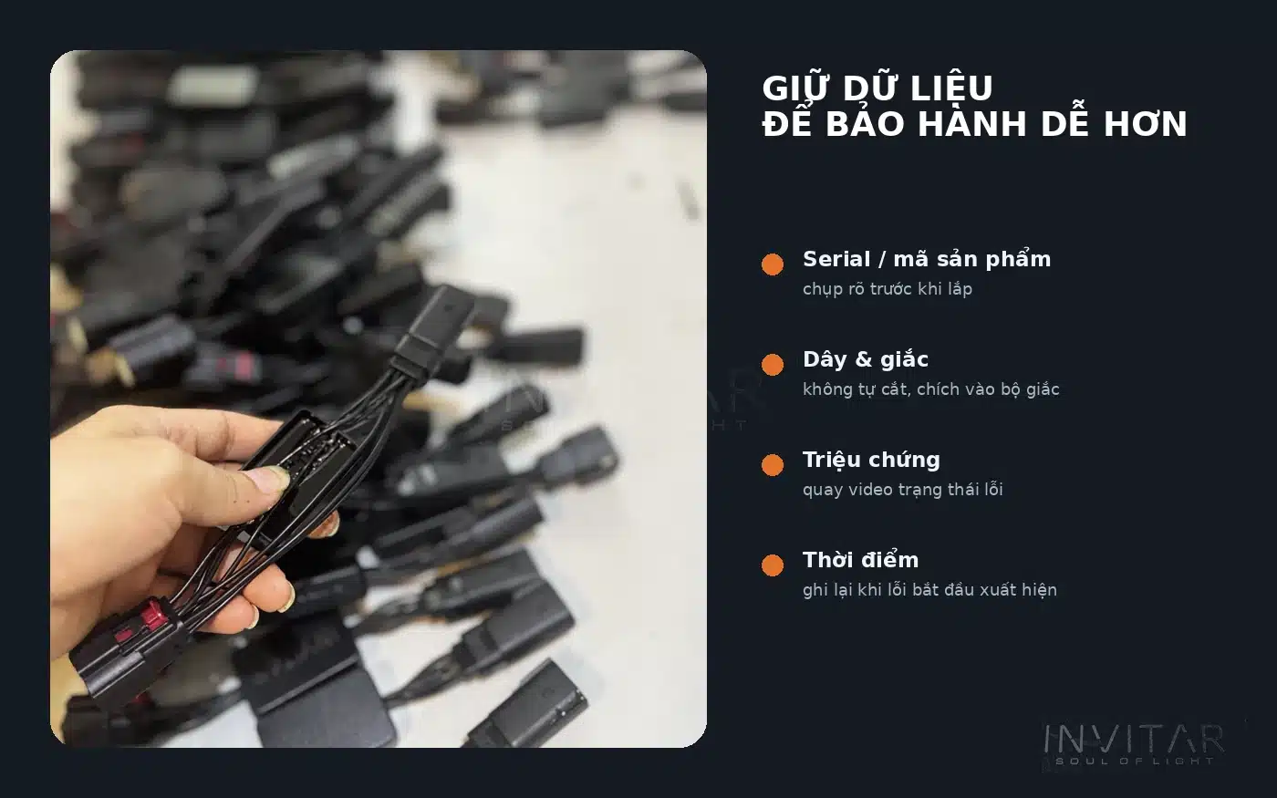 thông tin cần lưu khi bảo hành module xi nhan INVITAR MPV 7