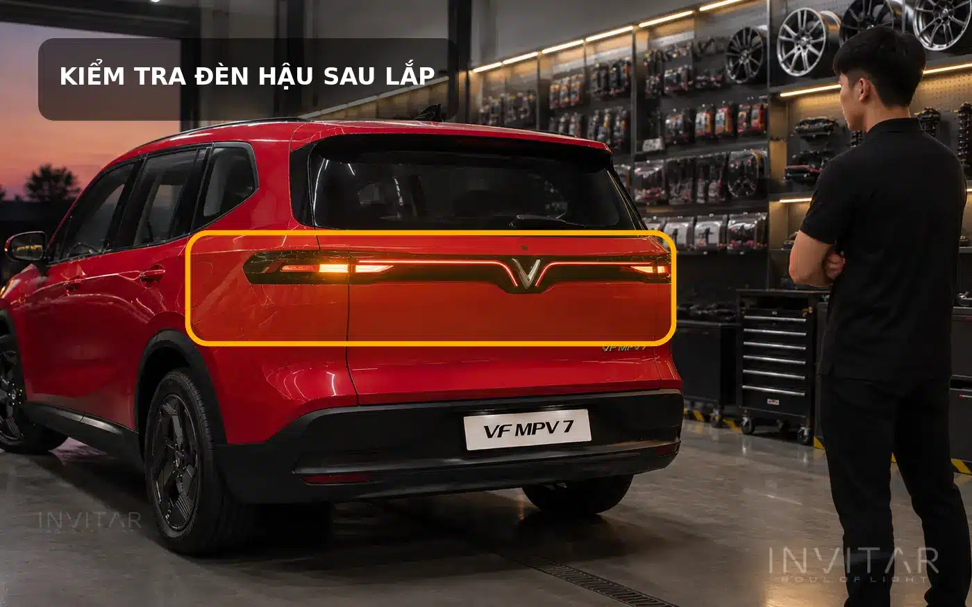 VF MPV 7 kiểm tra cụm đèn hậu sau khi lắp mạch xi nhan