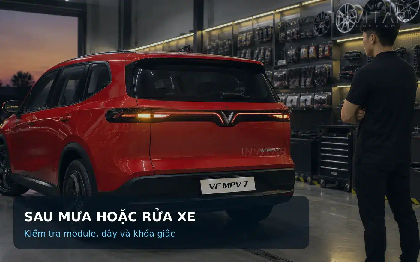 VF MPV 7 kiểm tra module xi nhan sau mưa hoặc rửa xe