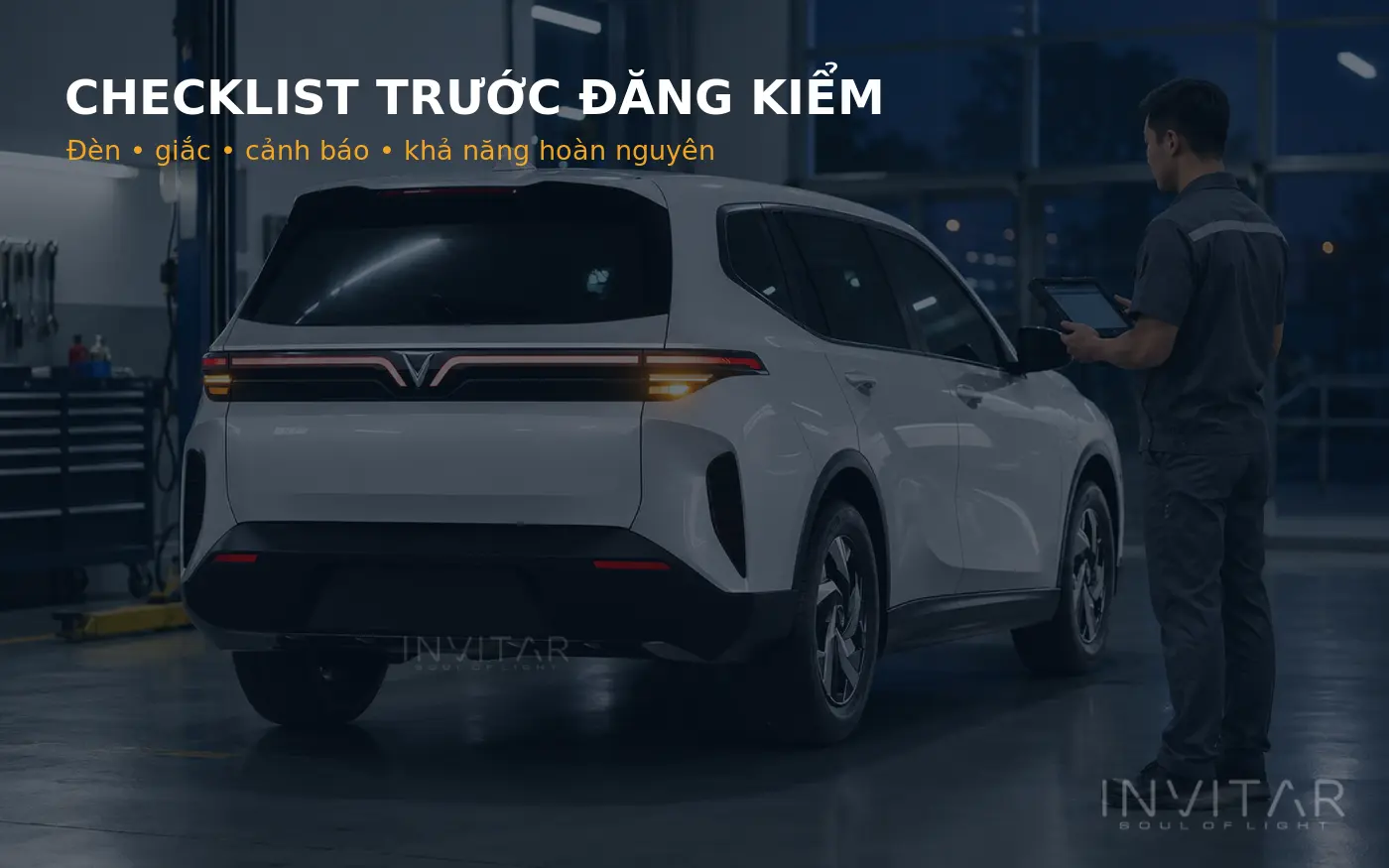 VF MPV 7 kiểm tra đèn xi nhan trước đăng kiểm